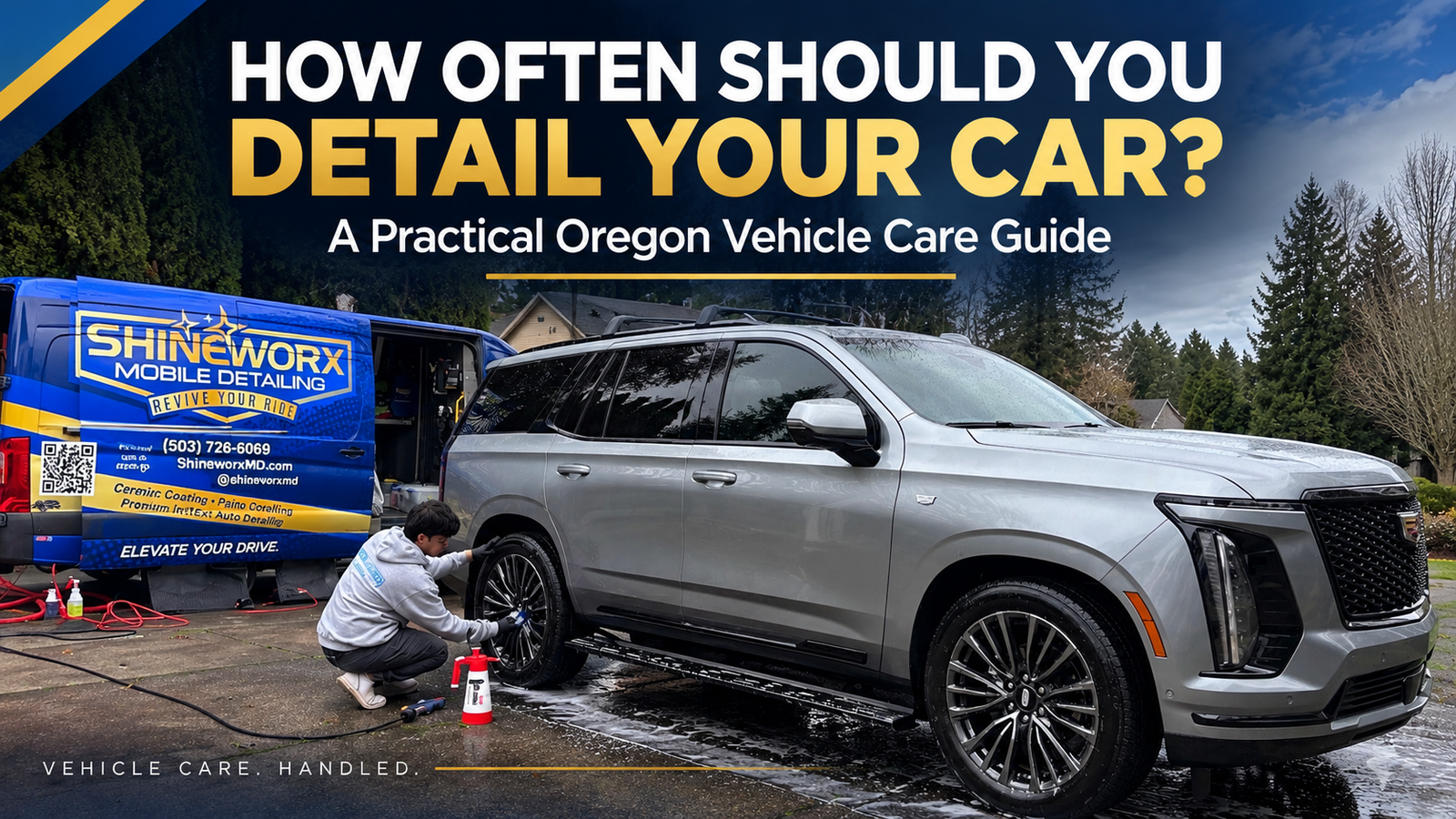 Shineworx mobile detailing an SUV in Oregon